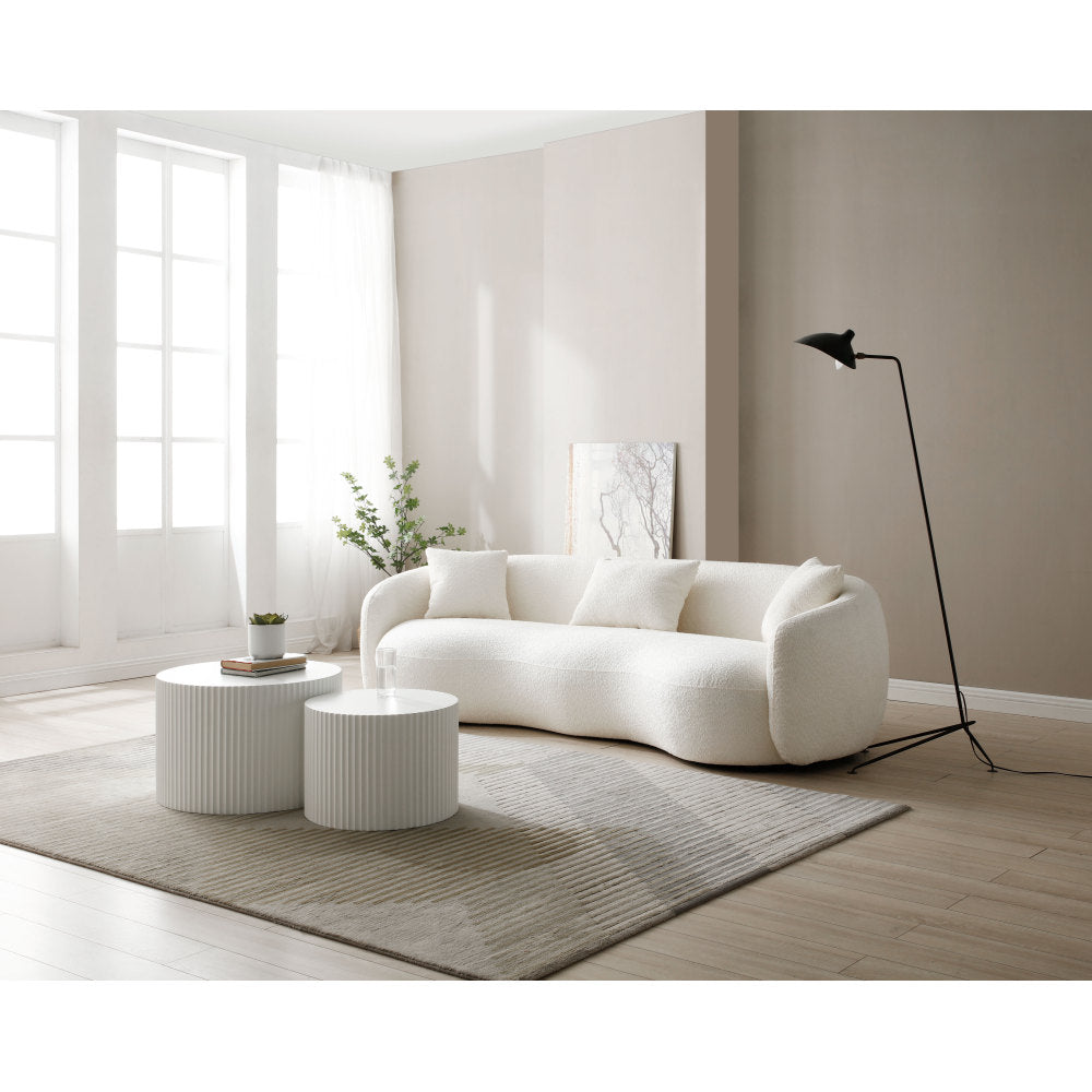 93.6inch Mid Century Modern Curved Living Room Sofa, Boucle Fabric Couch for Bedroom, Office, Apartment