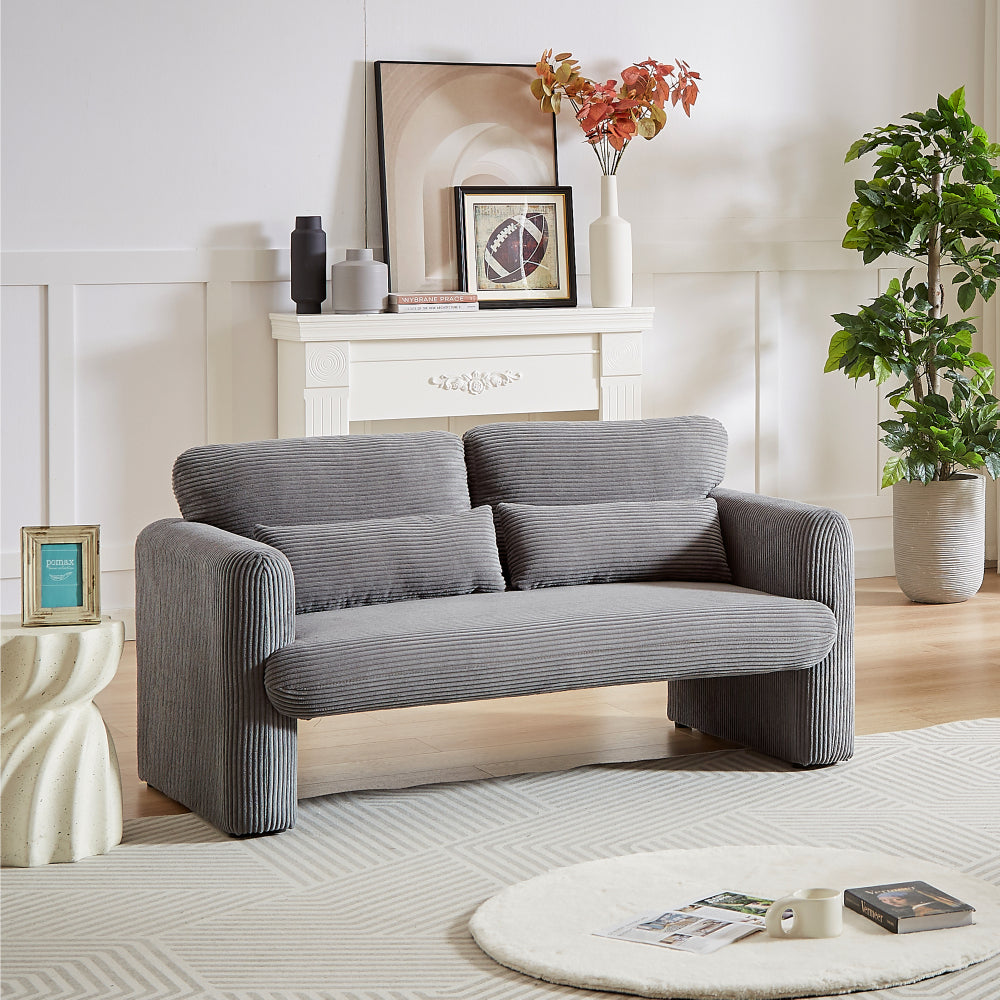 60"Corduroy Fabric Sofa, Modern Lounge Chairs Loveseat Sofa with Support Pillow , for Apartment, Office, Living Room & Bedroom