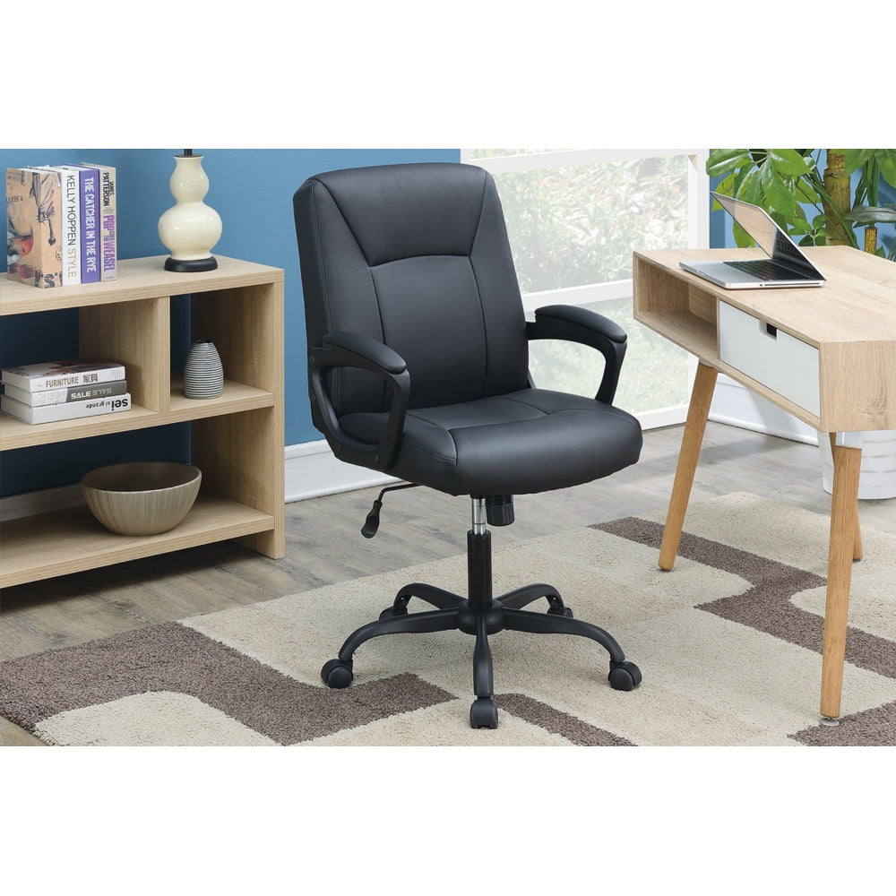 Cushioned Office Chair 1pc Brown Color Upholstered Seat back Adjustable Chair Comfort