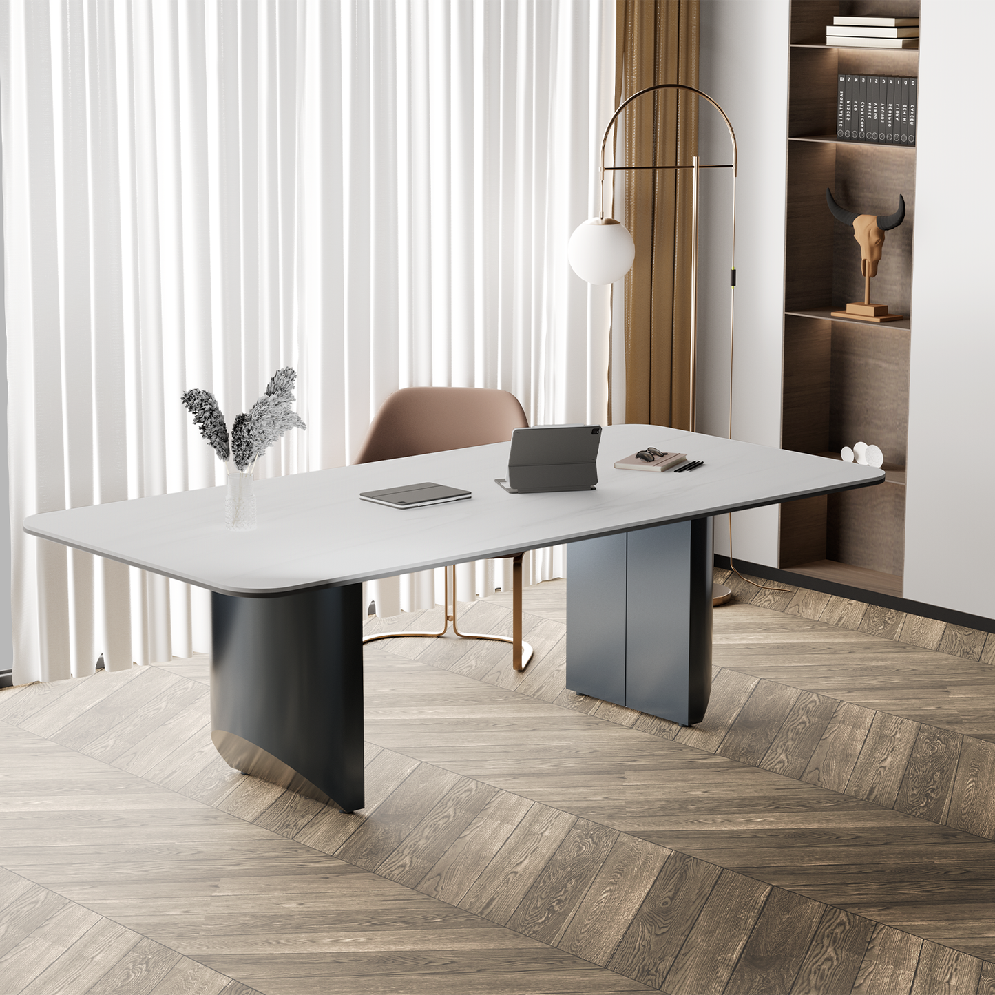 Modern White Dining Table for 6 to 8 People, 70.9" High Hardness Sintered Stone Table for Dining Room and Easy Maintenance (Table Only)