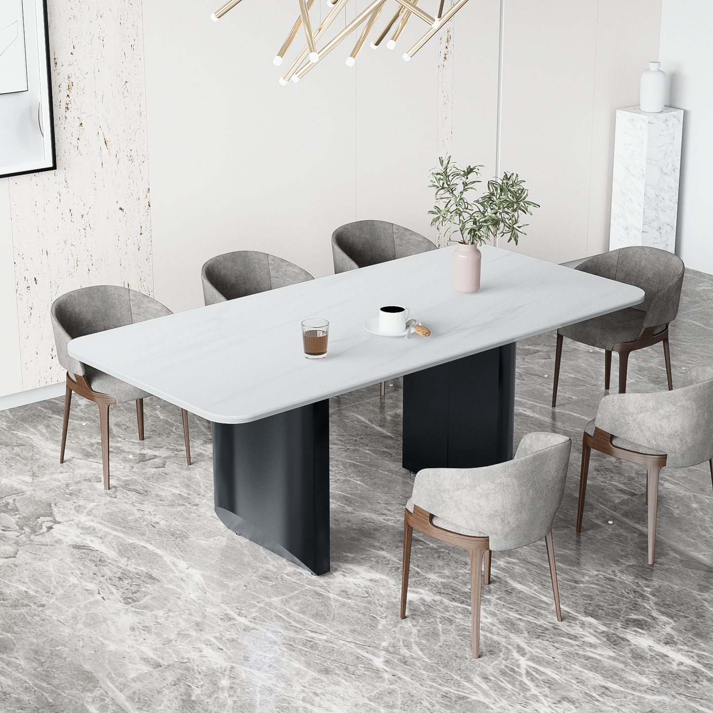 Modern White Dining Table for 6 to 8 People, 70.9" High Hardness Sintered Stone Table for Dining Room and Easy Maintenance (Table Only)