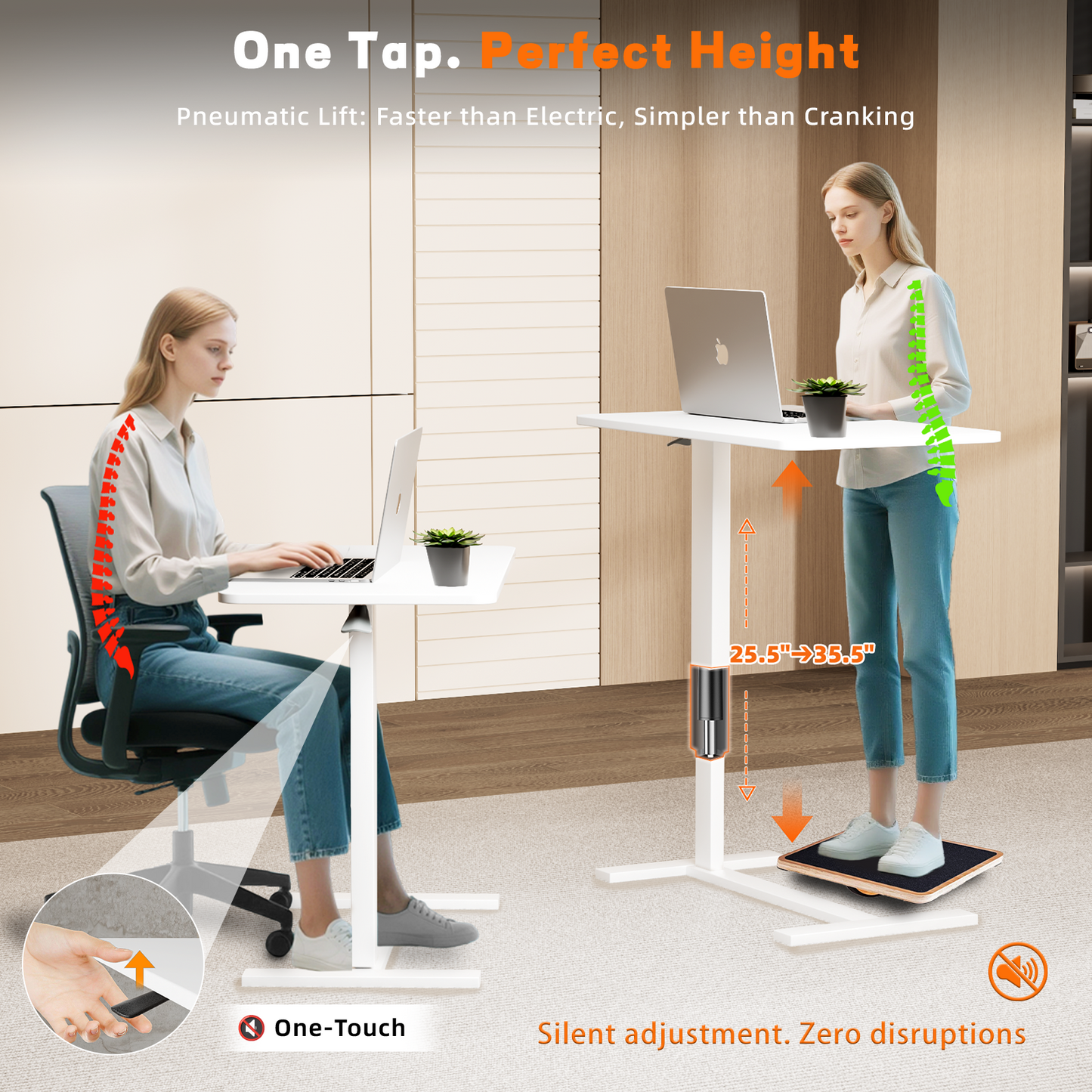 Overbed Bedside Table With Wheels,Adjustable Medical Home Bed Table,Rolling Tray Laptop Table,Mobile Standing Desk,White
