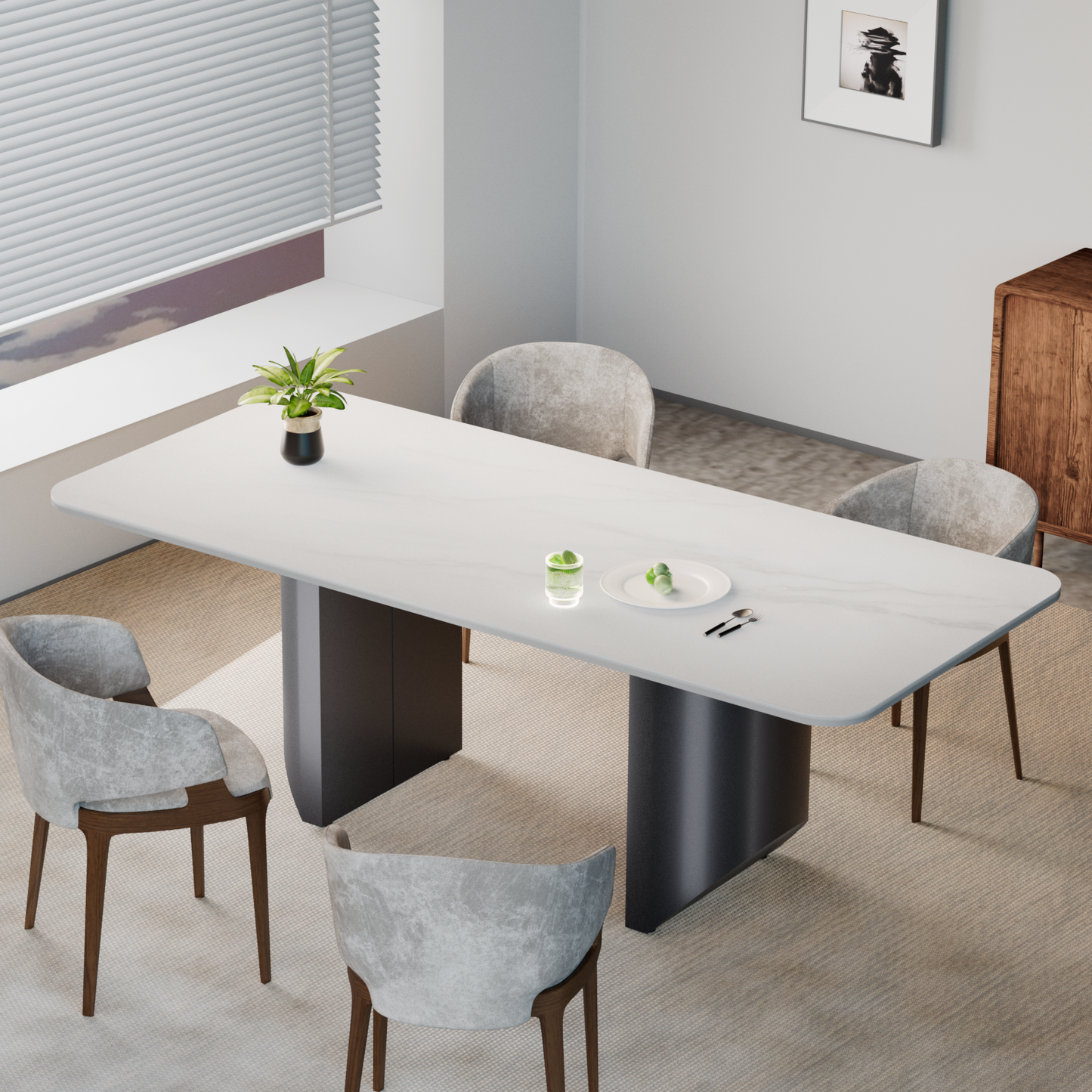 Modern White Dining Table for 6 to 8 People, 70.9" High Hardness Sintered Stone Table for Dining Room and Easy Maintenance (Table Only)