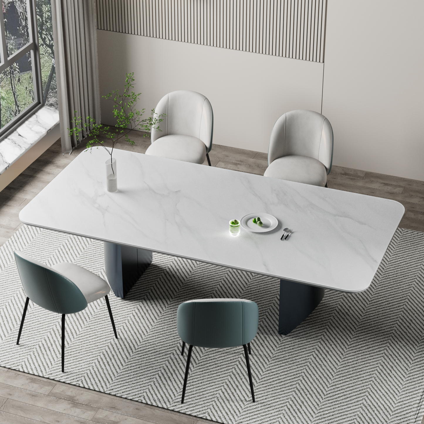 Modern White Dining Table for 6 to 8 People, 70.9" High Hardness Sintered Stone Table for Dining Room and Easy Maintenance (Table Only)