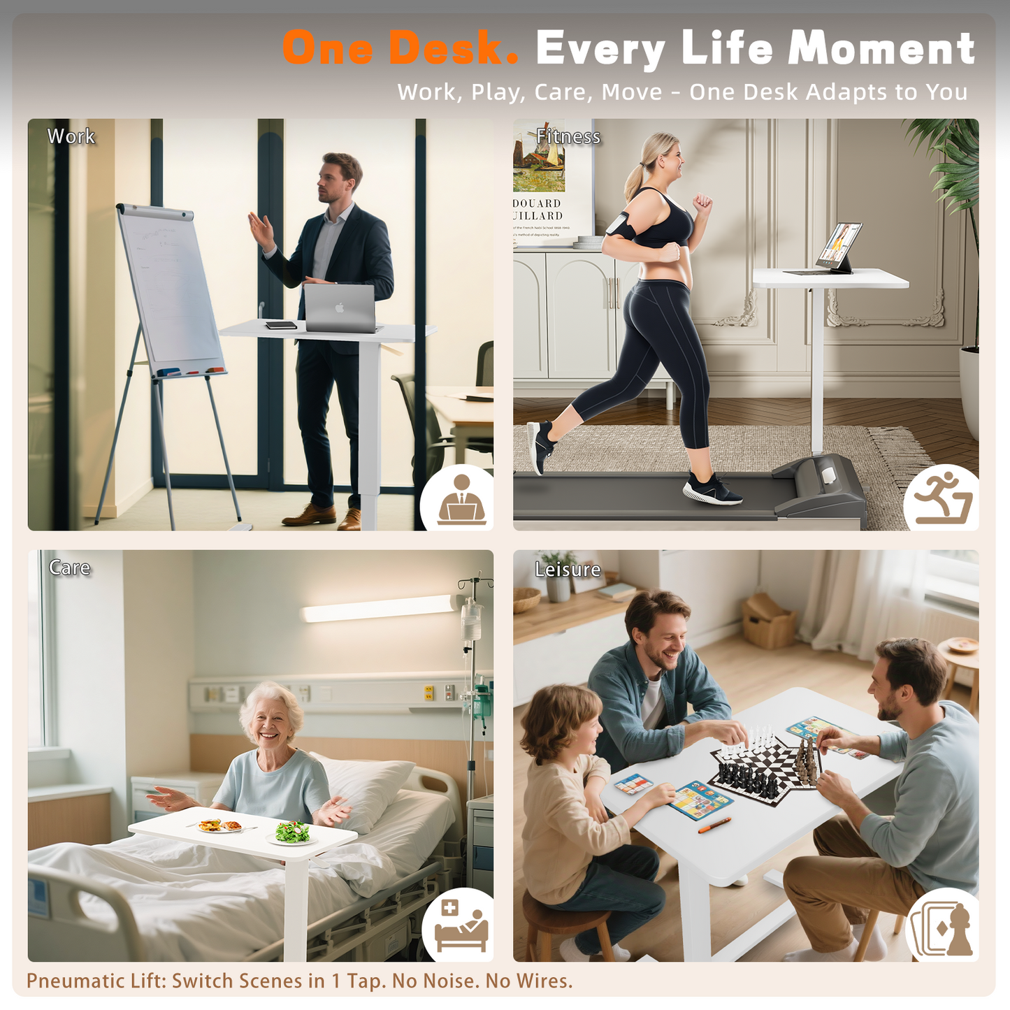 Overbed Bedside Table With Wheels,Adjustable Medical Home Bed Table,Rolling Tray Laptop Table,Mobile Standing Desk,White